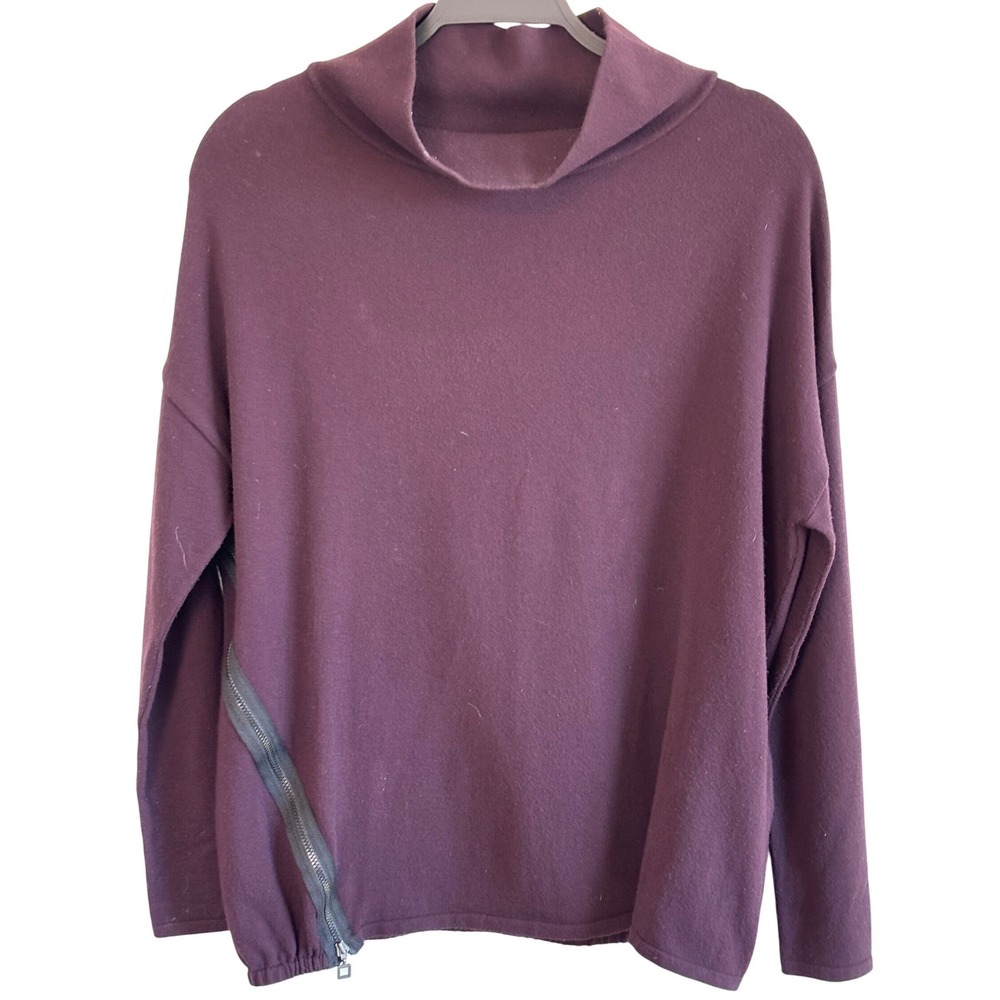 Sarah Pacini Sweater Purple Womens One Size M-L Mock Neck Side Zip Made In Italy